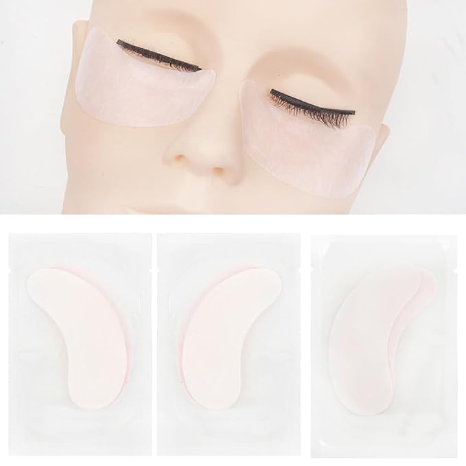 100 Pairs Hydrogel Under Eye Gel Patches Lint Free Eye Lash Pads Eyelash Extension Tool Mask Eyepads, Transparent/Pink