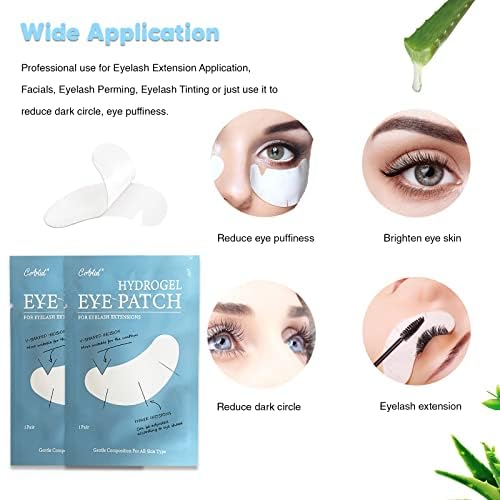 100 Pairs V-Shaped 100% Natural Eyelash Extension Under Eye Gel Pads Kit, Hydrogel Eye Patches with Collagen & Aloe Vera, Eyelash Extension Supplies Tools, Lash Tech Supplies