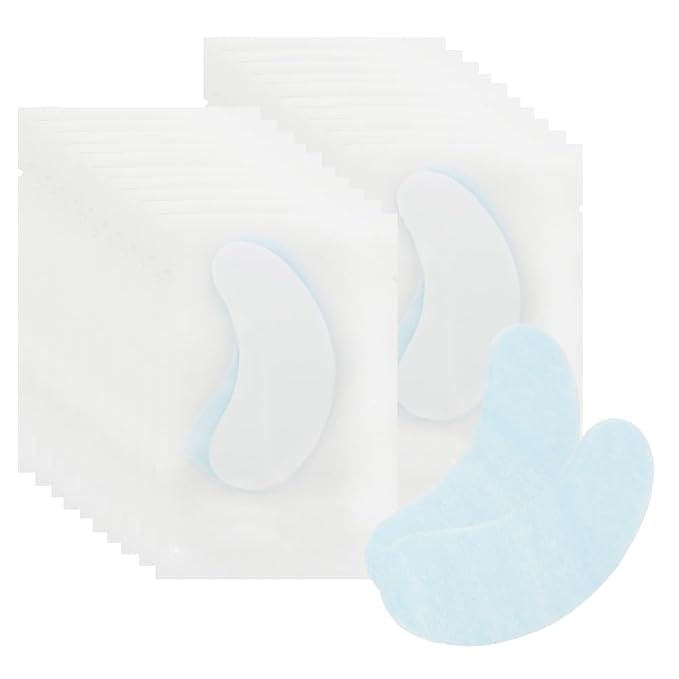 100 Pairs Hydrogel Under Eye Gel Patches Lint Free Eye Lash Pads Eyelash Extension Tool Mask Eyepads, Transparent/Blue