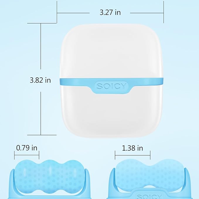 Ice Roller for Face, Double Ended Facial Ice Roller with Travel Case, Facial Skin Care Tools with 2 in 1 Roller, Cryotherapy Ice Roller Massager to Relieve Migraine Pain, Eye Puffiness, Redness, Pain