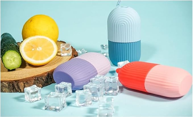 Facial Beauty Ice Roller Silicone Container, Skin Care Ice Massager for Firming and Beautiful Skin. (Green)