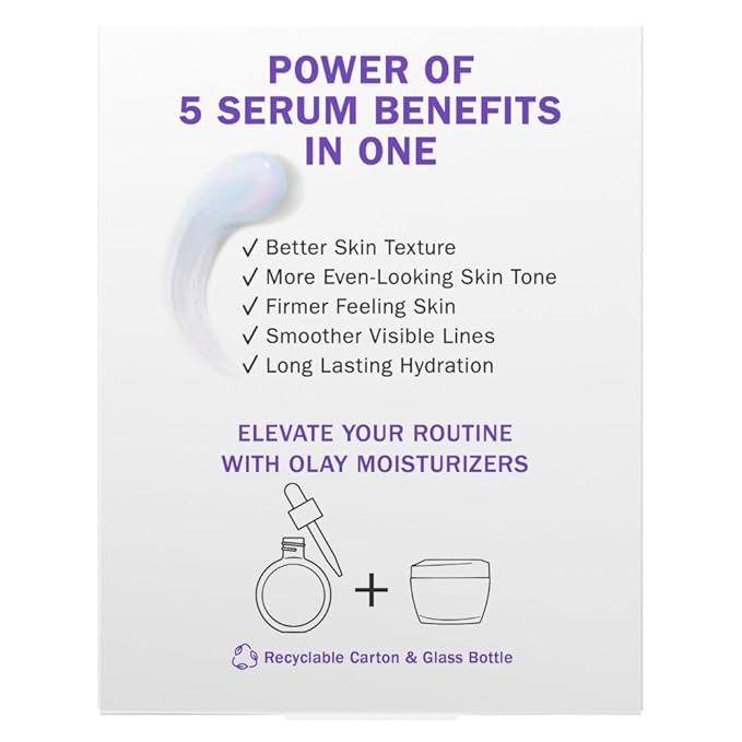 Olay Super Serum - Vitamin C & E, Niacinamide, Collagen Peptide, AHA - Glass Skin Care for Face - Brightening, Hydrating, Firming, Evens Tone, Smooths Fine Lines, Dark Spot Reduction, 1.7 Oz