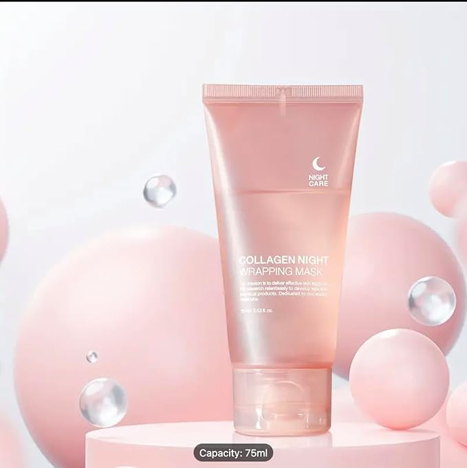 Collagen Night Wrapping Mask, 2.53 fl oz, with Applicator Brush, Pink