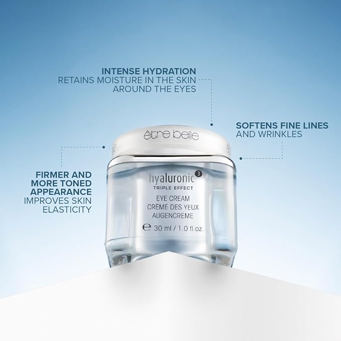 être belle Hyaluronic³ Eye Cream | Anti Aging Under Eye Cream for Puffiness And Dark Circles with Hyaluronic Acid, Quicklift, Eyeseryl, Grape Seed Oil | Lifts and Firms Eyes Contour, 30 ml /1 Fl Oz