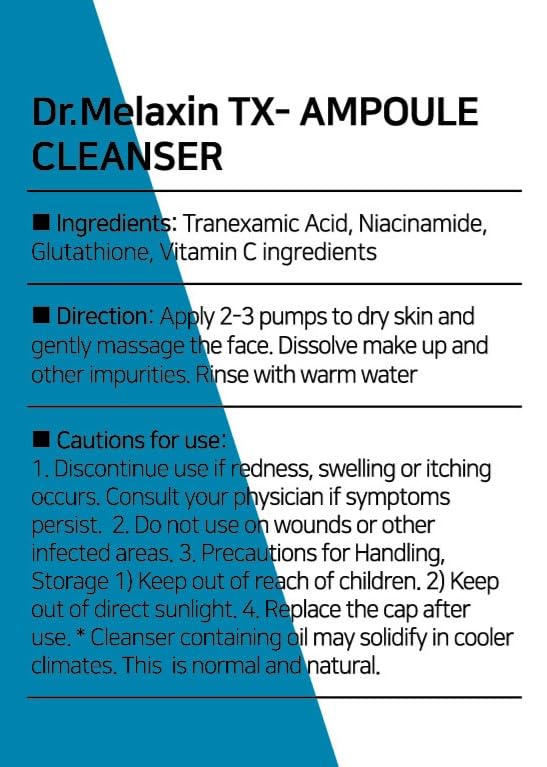 TX Tranexamic Acid Ampoule Cleanser 100ml / 5.07fl oz, Moisturizing, Cleansing for Sensitive Skin