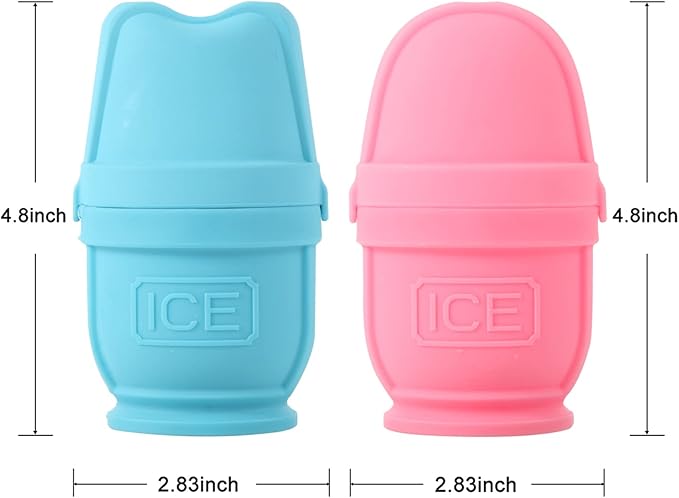2 Packs Face and Body Ice Roller, Silicone Ice Cube for Puffiness, Pain Relief, Cold Therapy Ice Cup Molds Massage Tool