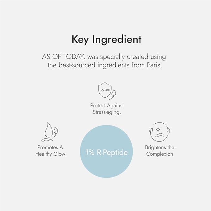 "AS OF TODAY R Peptide Ampoule Serum - 1% Pure Peptide, Camellia Seed Oil, Anti-Aging, Hydration, Wrinkle Care, Fine Line Care, Skin Elasticity, Clean & Clinically Tested Formula, 1 fl oz"
