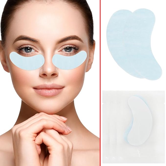 100 Pairs Hydrogel Under Eye Gel Patches Lint Free Eye Lash Pads Eyelash Extension Tool Mask Eyepads, Transparent/Blue