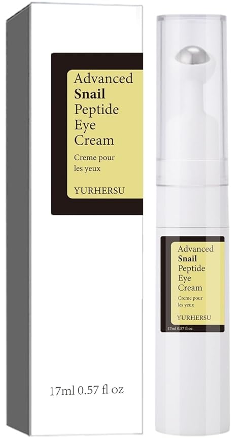 Snail Peptide Under Eye Cream with 73% Snail Mucin & 2% Nicotinamide for Dark Circles, Puffiness & Wrinkles, with 360° Massaging Roller Ball, 0.57 fl oz