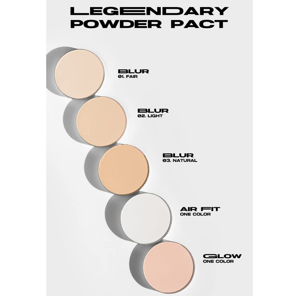 Glow Powder Pact 0.28oz - Shining Tone-Up Pressed Powder Compact with Mirror and Puff Natural Peach Pearl Shimmery Blur Finish Face Makeup Setting Finishing Transparent Sebum Control Vegan