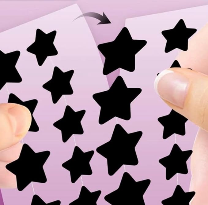 HappyFace EMO Black Star Acne Patches, Hydrocolloid Pimple Patch for Face, 56 Count, All Skin Types