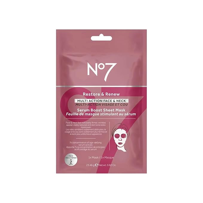 No7 Restore & Renew FACE & NECK MULTI ACTION serum boost sheet masks