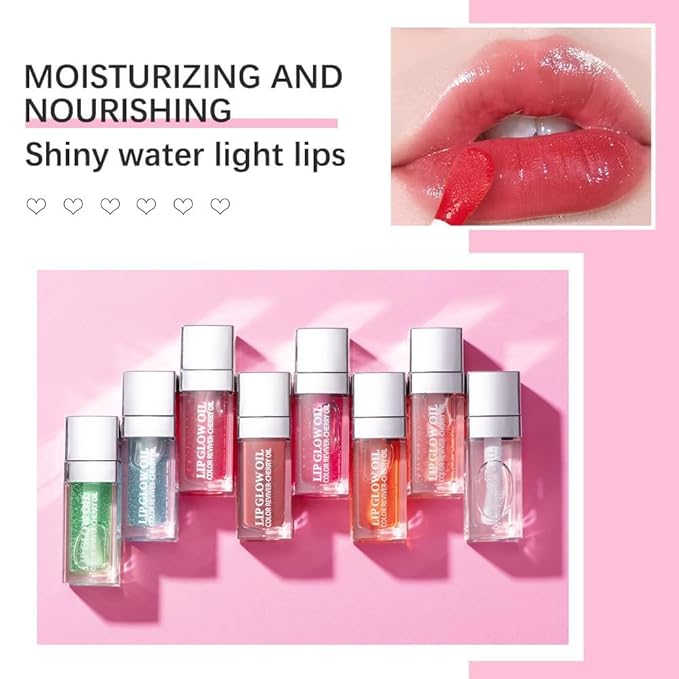 Plumping Lip Oil, Hydrating Gloss Tinted Lip Balm Transparent Lip Care, Big Brush Head Glitter Shine, Long Lasting Nourishing Non-sticky Fresh Texture(GREEN APPLE)