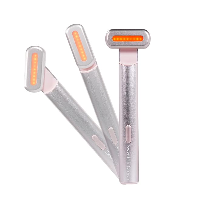 7 Color Multiple Use Beauty Device Magical Facial Wand With 24K Serum, Anti Aging Kit With 24K serum, Facial Wand For Active Skin Tool, Pro Active Formula For Eyes Face And Neck., pink