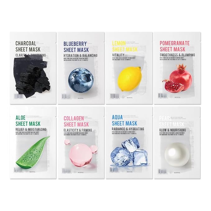 EUNYUL [PACK OF 16 Purity Facial Sheet Mask Pack 16 types Korean Skincare Hydrating & Nourishing & Natural Ingredients for All Skin Type