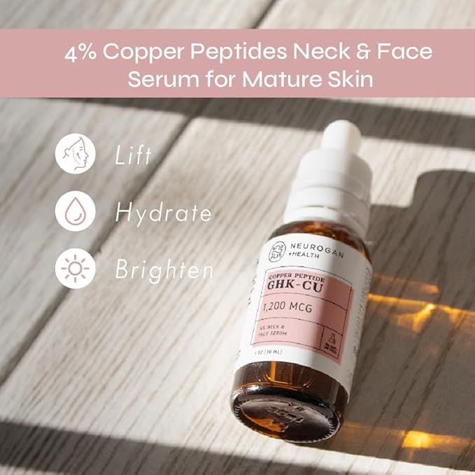 GHK-Cu (Copper Peptide) Neck & Face Serum 1,200mcg (1 oz bottle) by Neurogan