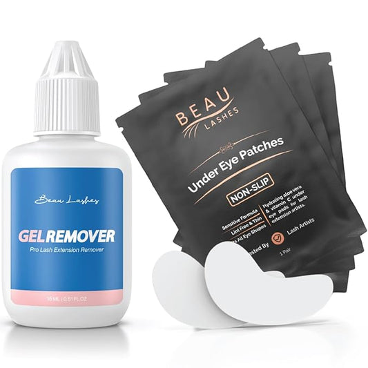 100 Pairs Under Eye Pads & Eyelash Extension Remover Gel | Lint Free Hydrogel Eye Patches for Lash Extensions & Lift | Effective Lash Glue Remover Gel for The Strongest Adhesives