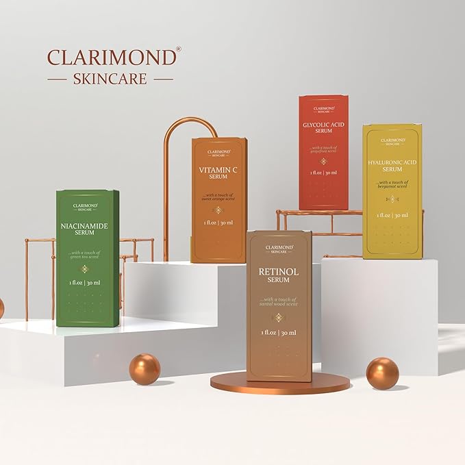 CLARIMOND Retinol Multi-Peptides Serum for Face – 2.5% Resurfacing Retinol and Hyaluronic Acid Serum with Niacinamide & Aloe Vera for Anti-Aging, Brightening, Wrinkle Reduction & Dark Spot Treatment