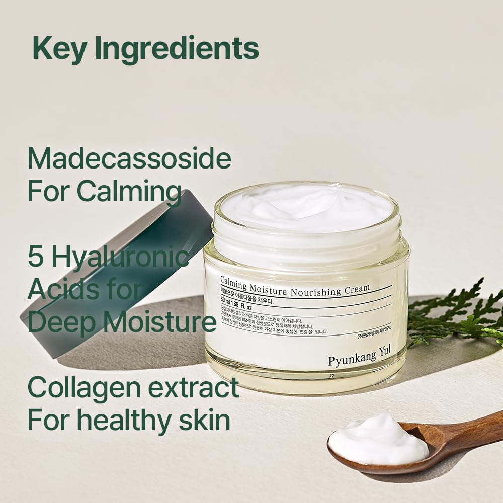 Pyunkang Yul PKY Calming Moisture Nourishing Cream Instantly Soothes Sensitive Skin, Face Moisturizer for Healthy Skin Vitality with Collagen, Vegan, Korean Skincare (1.69 Fl. Oz, 50ml)