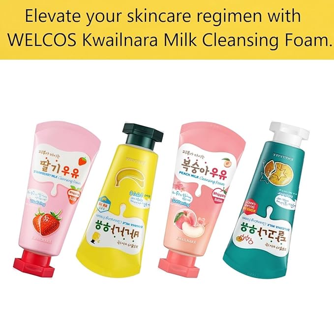 WELCOS KWAILNARA Milk Facial Cleansing Foam (120 ml / 4.06 Fl. oz) (Strawberry)