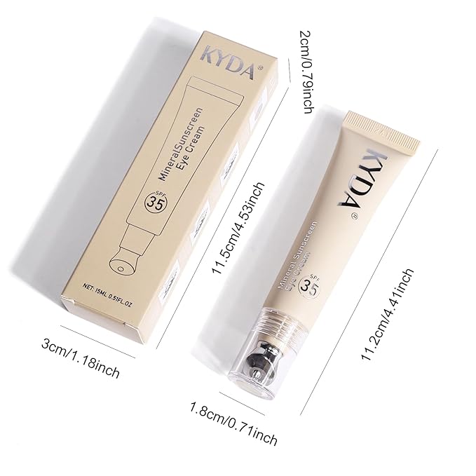 KYDA Mineral Sunscreen Eye Cream, 3-in-1 Anti-Aging Eye Cream, SPF 35, for Dark Circle and Fine Lines, Pink