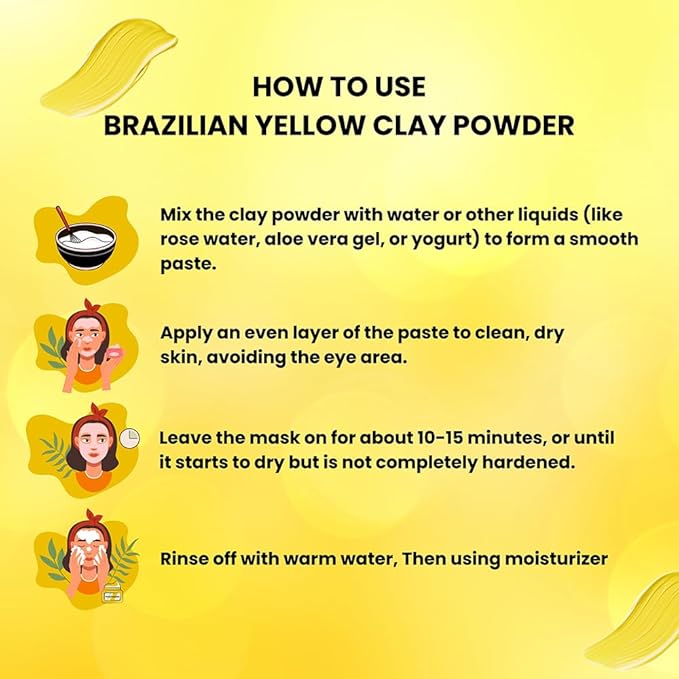 Brazilian Yellow Clay Powder 227 g - Natural | Cosmetic clay powder for Skin Care| Face Mask | Soap Making