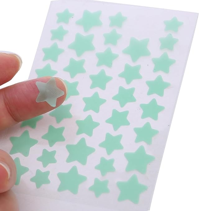 10 Sheets/Pack (400 Capsules) Pimple Patches for Face,Hydrocolloid Acne Patches Star Pimple Patches for Healing,Cute Star Face Stickers Zit Patch,Pore Cleansing Strips,Treatments and Masks (Green)