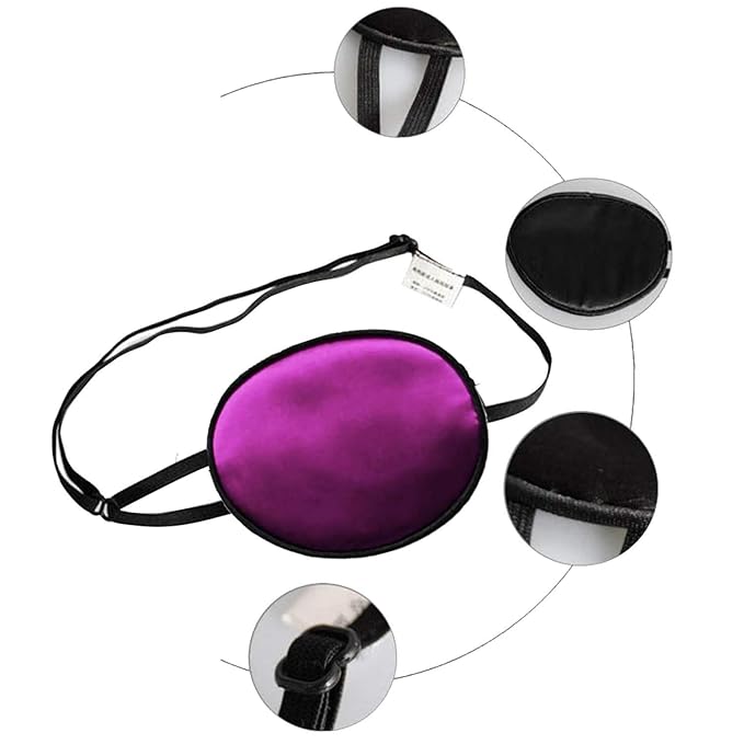 Silk Elastic Eye Patches,Amblyopia Strabismus No Leakage Lazy Eye Patches Adjustable Smooth Soft and Comfortable Visual Acuity Recovery Eye Patch for kids 2 Pack(Black and Pink)