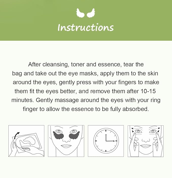 12Pcs Under Eye Patches for Dark Circle, Cucumber Moisturizing Hyaluronic Acid Eye Mask, Crystal Angle Wings Mask, Hrydrate & Moisture Gel Under Eye Treatment Skin Care Products (Cucumber)