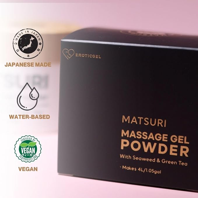 Japanese Nuru Massage Gel Powder 40g | Formulated with Natural Seaweed & Green Tea | Made in Japan | Paraben, & Glycerine Free | Fragrance-Free | Makes 1.05 gal/ 4L | Vegan | Matsuri