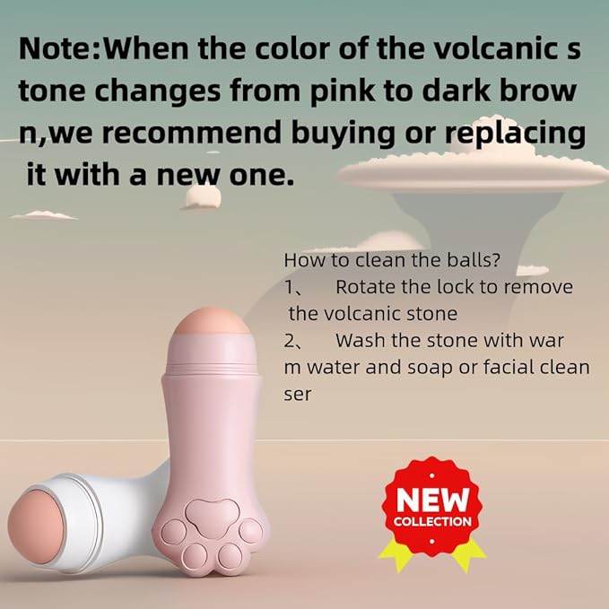 Face Roller Oily Skin Oil Absorbing Massage Tool, Natural Volcanic Stone Reusable Facial Skin Care Tool 2 Packs,Easy to Carry, Control The Oiliness of The face (White)