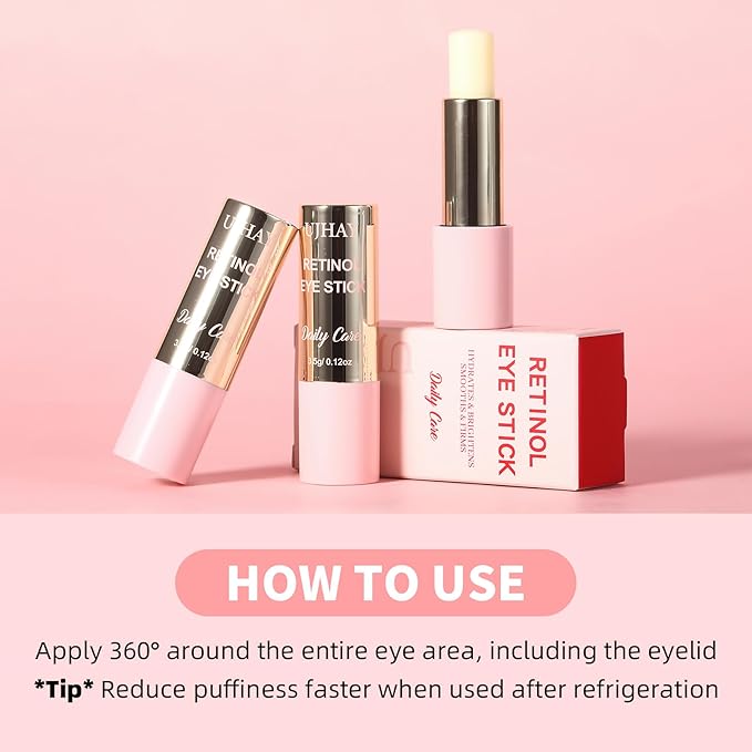 Retinol Eye Stick, Anti-Aging Eye Cream for Wrinkles, Dark Circles, Puffiness & Bags Under Eyes, All-in-one Multi Eye Balm with Caffeine, Vitamin C, Hydrating & Firming Skin