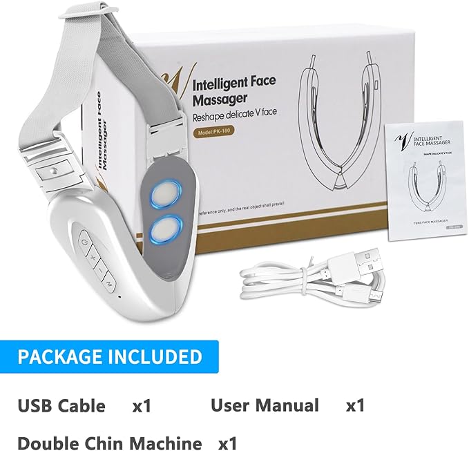 Double Chin Machine, Facial Massager for Women 6 Modes and 12 Intensity Levels Electric Double Chin Device, Smart Double Chin Face Lift Device with Magnetic Massage