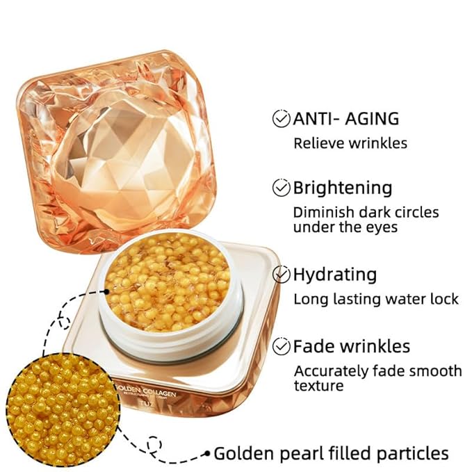 Golden Collagen Eye Cream 50g, Hyaluronic Acid Moisturizer, Anti-Aging, Brightening, Hydrating, with Zinc Collagen, Shea Butter, Niacinamide, Diminish Wrinkles and Dark Circles, Large Capacity