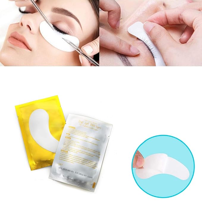 100 Pairs Set Under Eye Pads, Comfy and Cool Under Eye Patches Gel Pad for Eyelash Extensions Eye Mask Beauty Tool (Gold)