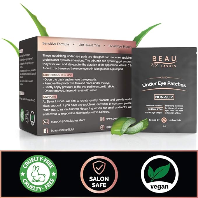 100 Pairs Under Eye Pads & Eyelash Extension Remover Gel | Lint Free Hydrogel Eye Patches for Lash Extensions & Lift | Effective Lash Glue Remover Gel for The Strongest Adhesives