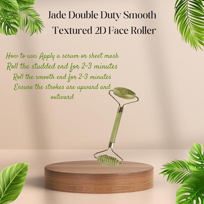 Jade Roller and Gua Sha set of 3 peices for facical and body massage