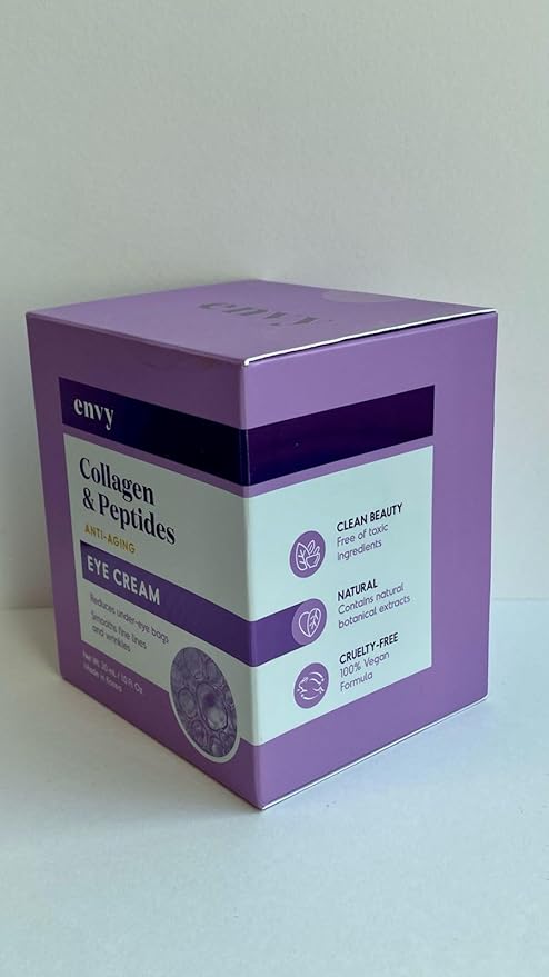 Envy Collagen & Peptides Eye Cream - Reduces Dark Circles, Puffiness & Wrinkles, Moisturizing, Anti-Aging, Rejuvenates, Dermatologist Tested, Cruelty-Free Korean Skin Care for All Skin Types - 1.01 Oz