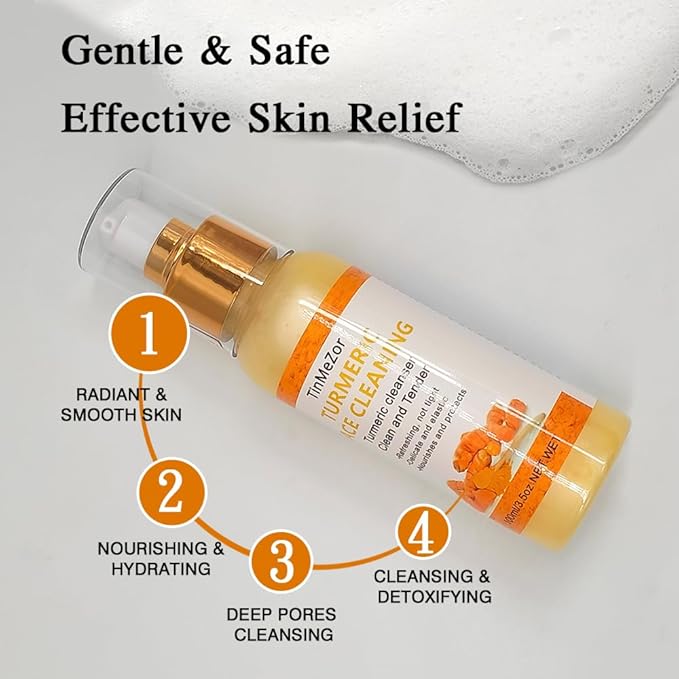 Turmeric Facial Cleanser And Face Scrub Two Piece Set for Face & Body, Turmeric Skincare Set for Women