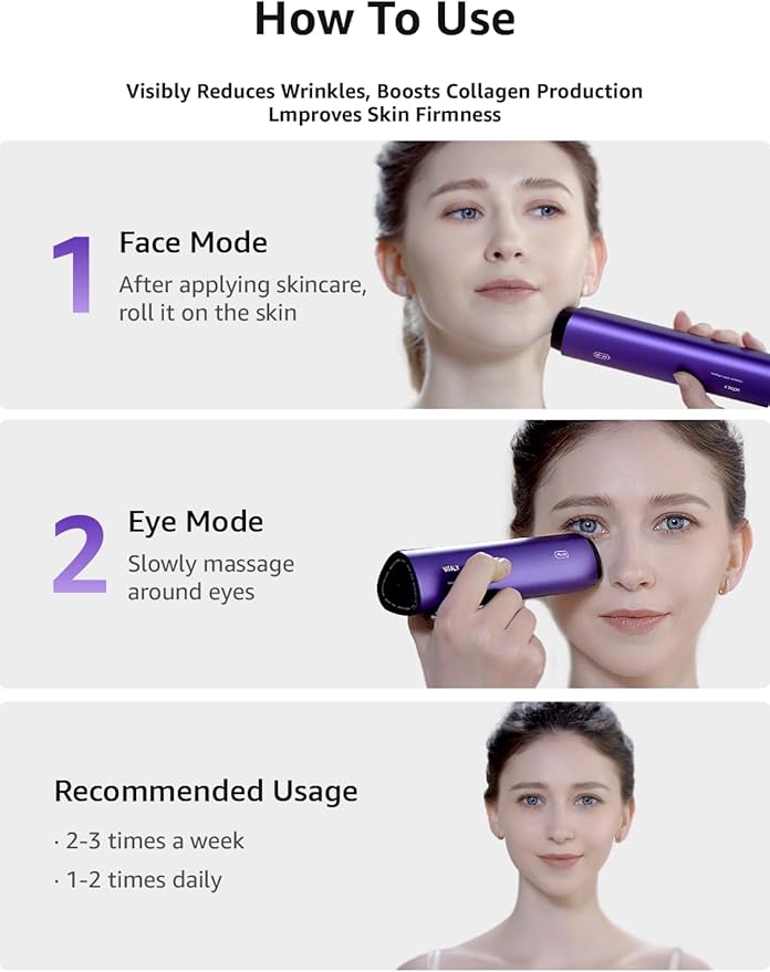 Skin Tightening Face Machine, Facial Massager Light Therapy for Face, 3 in 1 Microcurrent Facial Device Home Use Anti-Aging Device, 5 Level for Facial Firming, Wrinkle, Lifting, Toning, Glow Boost