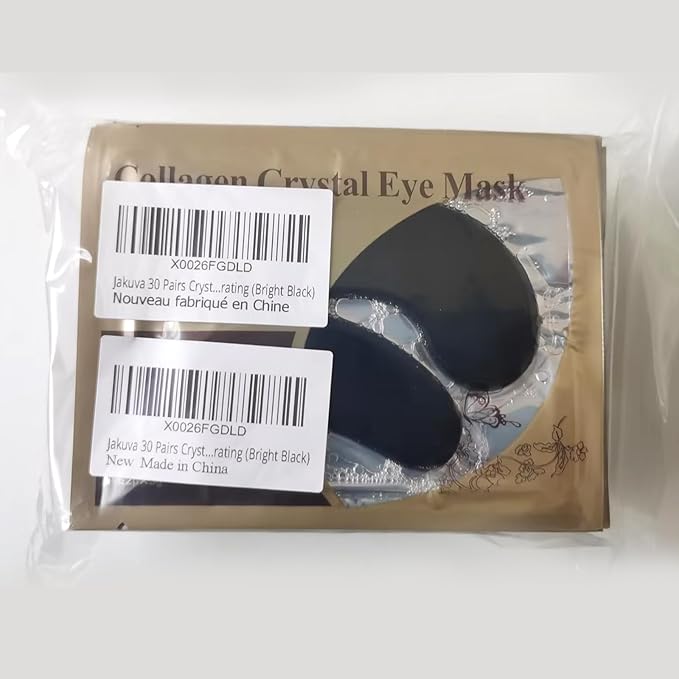 Jakuva 30 Pairs Under Eye Patches, Collagen Eye Mask Eye Patches for Dark Circles and Puffy Eyes, Reduce Wrinkles, Eye Mask Skincare for Moisturizing, Under Eye Mask Bulk for Your Face Care, Black