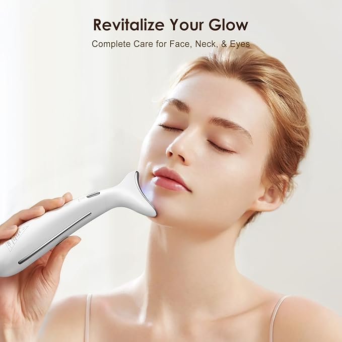 Multi-Functional Beauty Device - 4-in-1 Face, Neck, Eye & Body Massager | Red Light Therapy | Skin Lifting & Firming | Wrinkle & Dark Circle Reducer | Portable Face Sculpting Tool