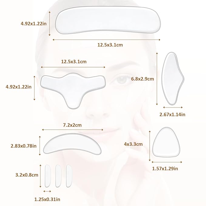 Forehead Wrinkle Patches, 16 Pcs Reusable Silicone Anti Wrinkle Patches Facial Patches for Face to Reduce Fine Wrinkles Frown Smile Lines Forehead Wrinkles Treatment