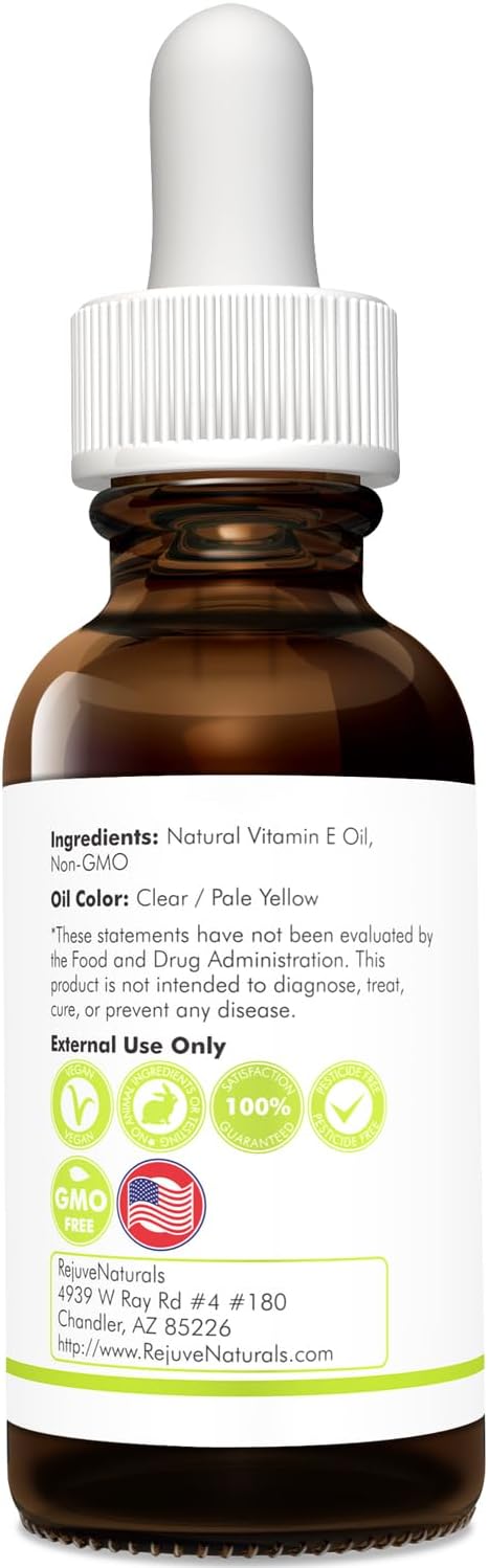 Vitamin E Oil - 100% Pure & Natural, 42,900 IU. Repair Dry, Damaged Skin from Surgery & Acne, Age Spots & Wrinkles. Boost Collagen for Moisturized, Youthful-looking Skin. d-alpha tocopherol