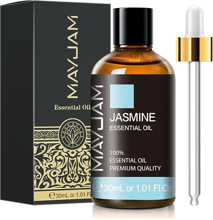 Jasmine Essential Oil 30ML/ 1.01FL.OZ, MAYJAM Pure Jasmine Oil Aromatherapy Essential Oil for Massage, DIY Soap, Ideal for Home Yoga Use
