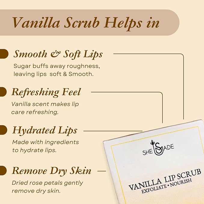 Sugar Lip Scrub Exfoliate & Nourish - 0.88Oz/25gm Coconut & Vanilla Essential Oil - Natural Moisturizer Exfoliator Lipcare Scrubber -Smoothing Lips Scrubs for Girls, Women Valentine Day Gifts