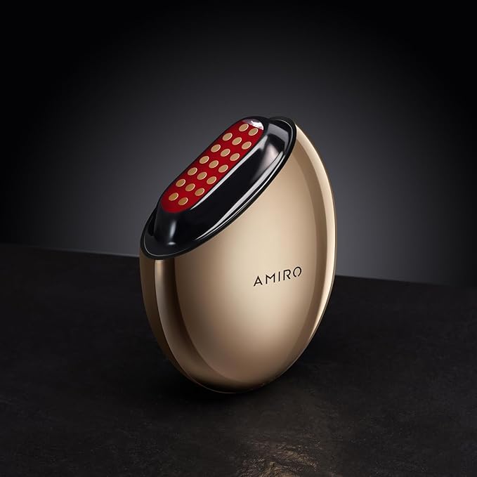 AMIRO S1 Skincare Facial Device, Stamp-Style Elasticity Boosting Tool with 19-Dot Matrix Heads for at-Home Skin Smoothing - Gold