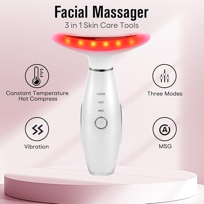 Facial Massager,Neck Face Massager Tool,3 Mode Massage with Heat,Portable Beauty Instrument for Skin Care Women Gift