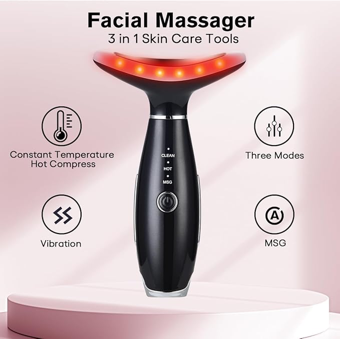 Facial Massager,Neck Face Massager Tool,3 Mode Massage with Heat,Portable Beauty Instrument for Skin Care Women Gift