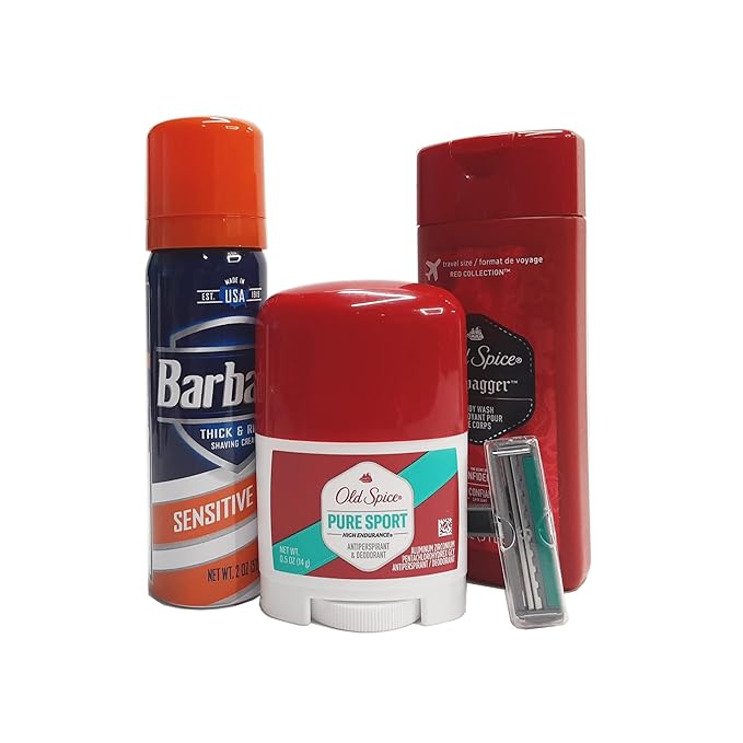 10 Piece Resealable Clear Men's Travel Kit with Shave Cream